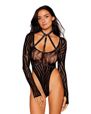 SWIRL KNIT TEDDY & HARNESS SET BLACK O/S