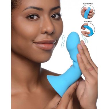 10X Squeezable Vibrating Dildo - Blue