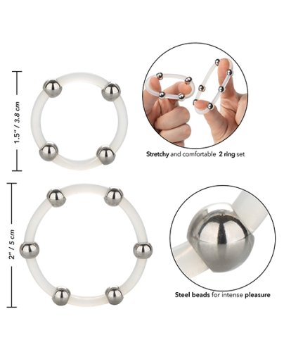 STEEL BEADED SILICONE RING SET