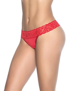 Lace Trim Thong Red XL