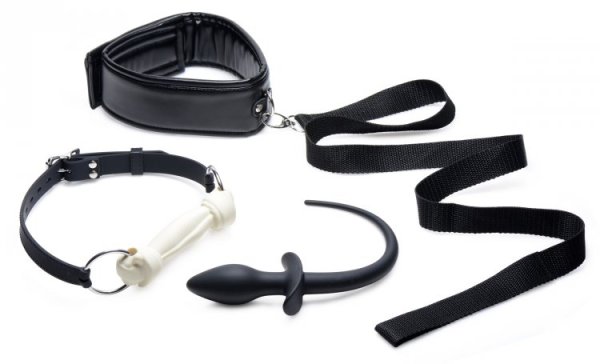 TAILZ PUPPY PLAY SET SILICONE BONE GAG TAIL ANAL PLUG & COLLAR