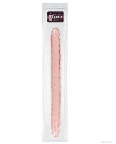 17\" Slim Jim Duo Veined Super Slim Dong - Translucence Gel Pink