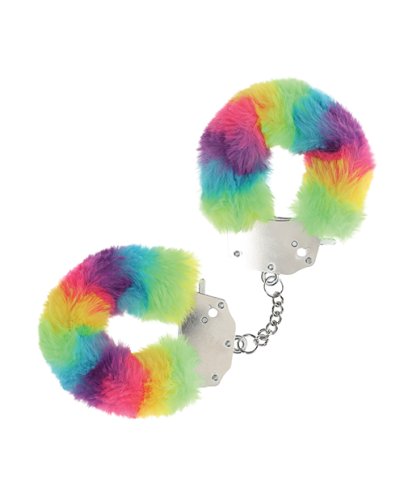 Shots Ouch! Heavy-duty Fluffy Handcuffs - Rainbow