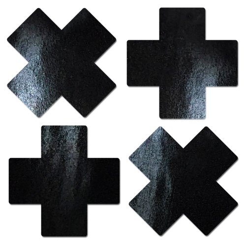 PASTEASE PETITE PLUS X FAUX LATEX BLACK CROSSES