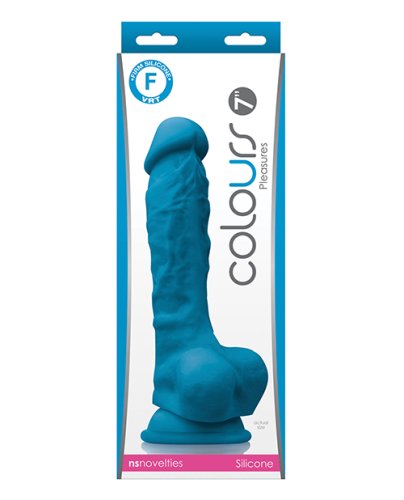 Colours Pleasures 7\" Dong w/Balls & Suction Cup - Blue