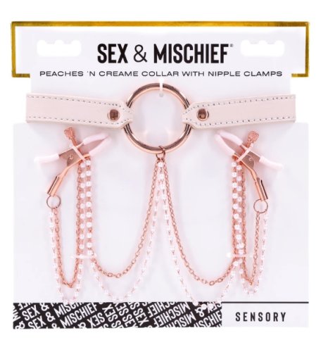 PEACHES N CREAME COLLAR W/ NIPPLE CLAMPS