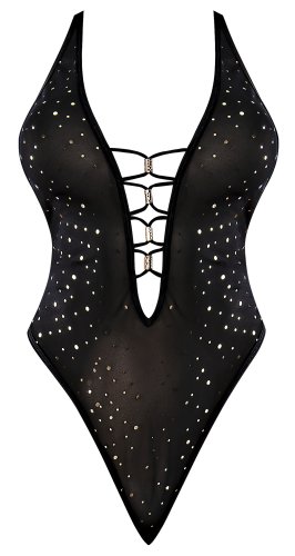 GLITZ & GLAM TEDDY W/ SNAP CROTCH BLACK 2XL