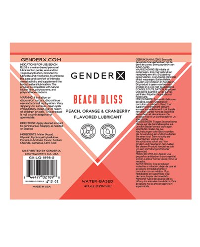Gender X Flavored Lube - 4 oz Beach Bliss