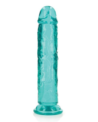 Shots RealRock Realistic Crystal Clear 10\" Straight Dildo - Turquoise