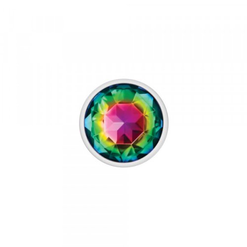 Silver Metal Plug - Round-Rainbow-Med