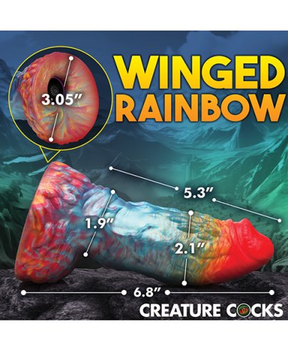 Creature Cocks Rainbow Phoenix Vibrating Dildo w/Remote Control - Rainbow