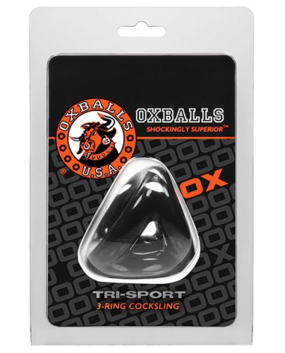 Oxballs Atomic Jock Tri Sport 3 Ring Sling Cockring - Black