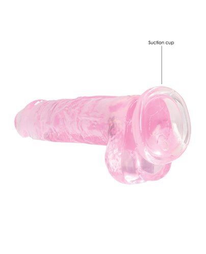 Shots RealRock Realistic Crystal Clear 8\" Dildo w/Balls - Pink