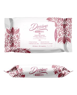 SWISS NAVY DESIRE UNSCENTED FEMININE WIPES 25CT ONE PACK