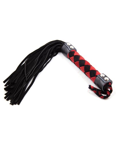 Plesur 15\" Leather Flogger - Black/Red