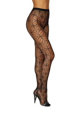 GEOMETRIC DESIGN PANTYHOSE BLACK O/S