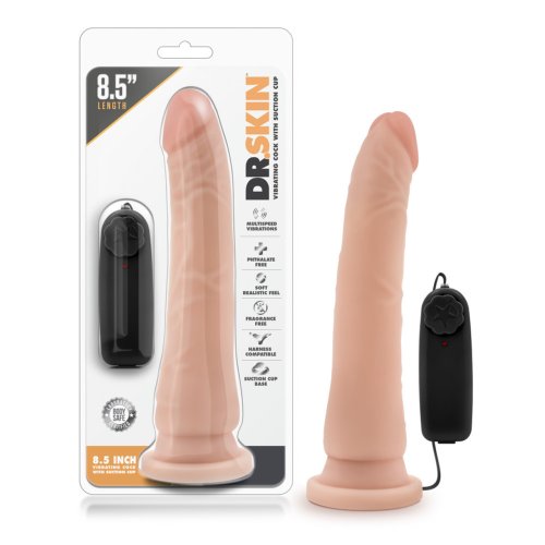 DR SKIN 8.5 VIBRATING REALISTIC COCK W/SUCTION CUP VANILLA\"