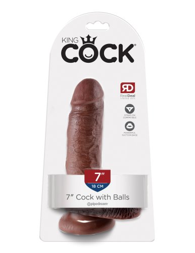 KING COCK 7 IN COCK W/BALLS BROWN