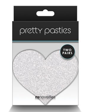 Pretty Pasties Glitter Hearts Red/Silver - 2 Pair