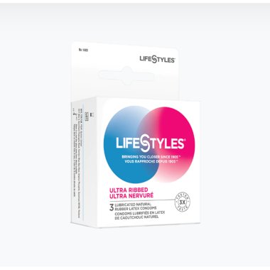 Lifestyles Pleasure Ribbed Condoms 3ct