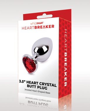 WhipSmart Heartbreaker 3.5" Heart Crystal Butt Plug - Red