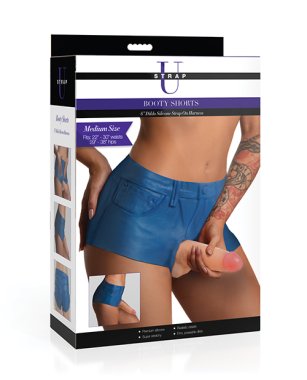 Strap U Booty Shorts 6" Silicone Dildo Strap-On Harness - Medium