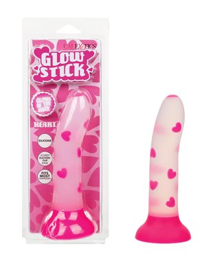 Glow Stick Heart Suction Cup Glow-in-the-Dark Dildo - Pink