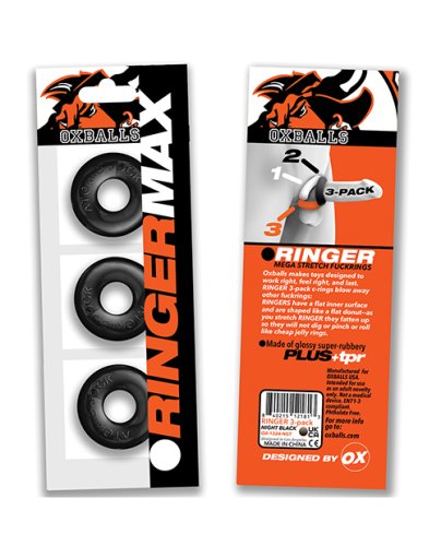Oxballs Ringer Max 3 Pack Cockrings - Black