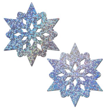 SILVER GLITTER SNOWFLAKES NIPPLE PASTIES