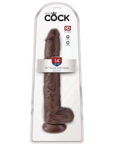 KING COCK 14 IN COCK W/BALLS BROWN