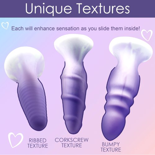 3 piece Silicone Butt Plug Set - Purple