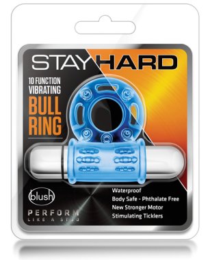 Blush Stay Hard Mega Vibrating Bull Ring - Blue