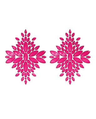 Fantasy UV Reactive Jeweled Pasties - Neon Pink O/S