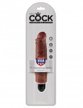 KING COCK 7 IN VIBRATING STIFFY BROWN