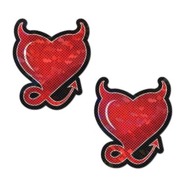Red Glitter Hearts w Horns & Tail *
