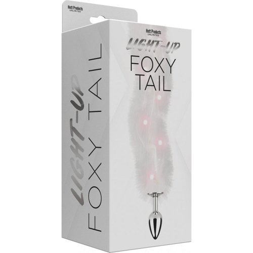 Light Up Foxy Tail Butt Plug - White
