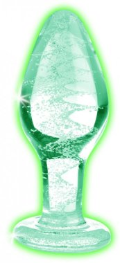 BOOTY SPARKS GLOW-IN-THE-DARK GLASS ANAL PLUG MEDIUM