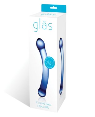 Glas 6" Curved G-Spot Glass Dildo - Blue