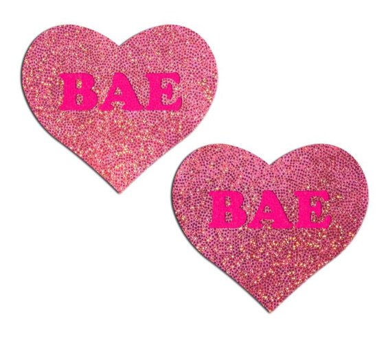 \'BAE\' in Neon Pink/Pink Glitter Pasties