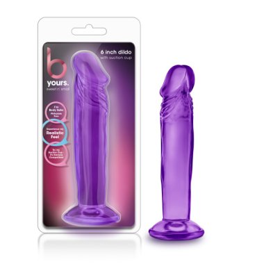 B YOURS SWEET N SMALL 6IN DILDO W/ SUCTION CUP PURPLE