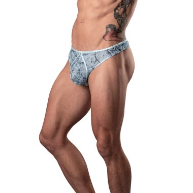 MARBLE MESH MINI THONG LIGHT BLUE S/M