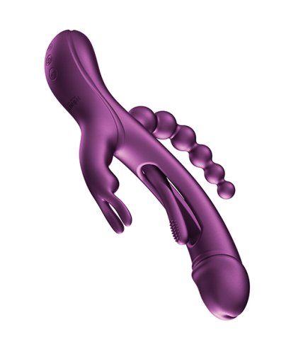 Trilux Kinky Finger Rabbit Vibrator w/ Anal Beads - Purple