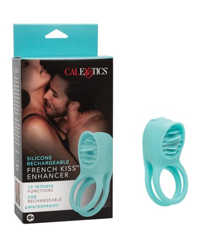 Couple\'s Enhancers Silicone Rechargeable French Kiss Enhancer - Teal