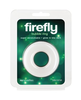 Firefly Glow in the Dark Bubble Cock Ring - Large, White