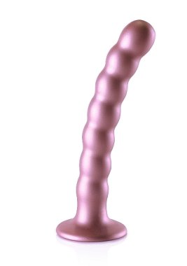 OUCH! BEADED SILICONE G-SPOT DILDO 6.5 IN ROSE GOLD