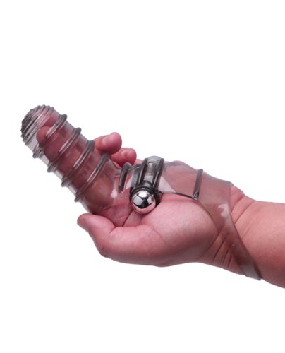 The 9\'s Vibrofinger Ribbed Finger Massager - Grey