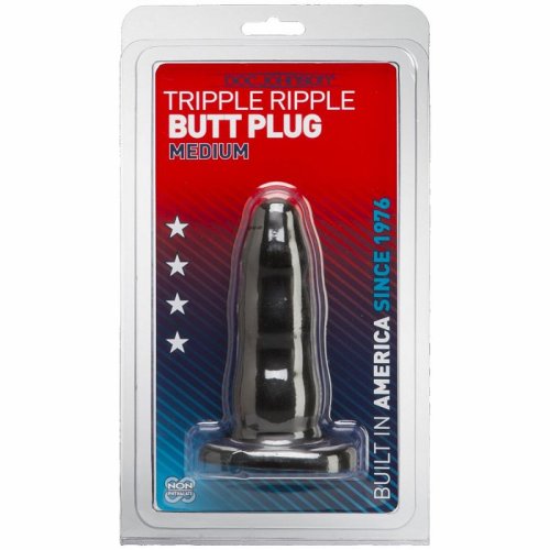 TRIPLE RIPPLE BUTT PLUG BLK MED CD