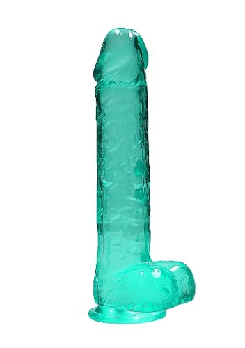 REALROCK REALISTIC DILDO W/ BALLS 10IN TURQUOISE