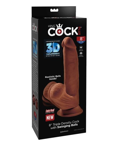 King Cock Plus 8\" Triple Density Cock w/Swinging Balls - Brown