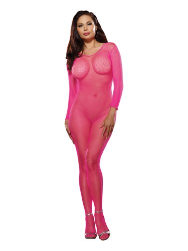 BODY STOCKING NEON PINK OPEN CROTCH Q/S